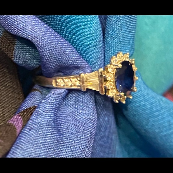 .925 Sterling Silver Blue Sapphire Ring size 7 - Picture 2 of 4